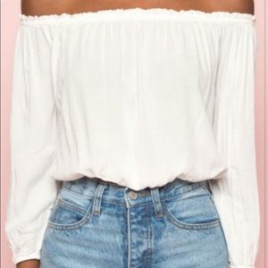 Brandy Melville White off the shoulder Maura top